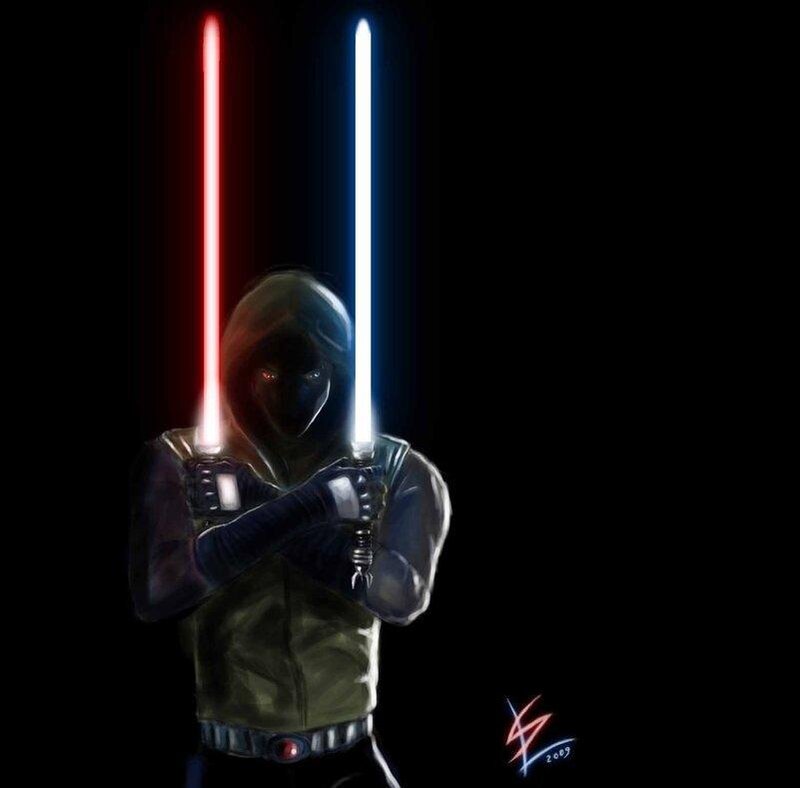 Hooded Figure with Lightsabers — Black