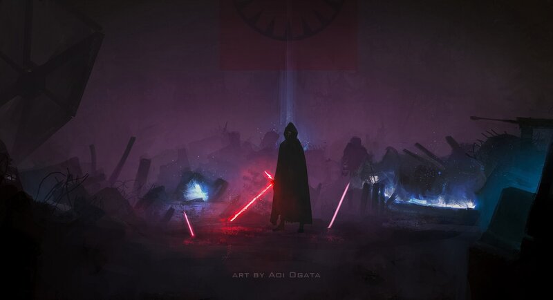 Hooded Figure with Lightsabers — Purple