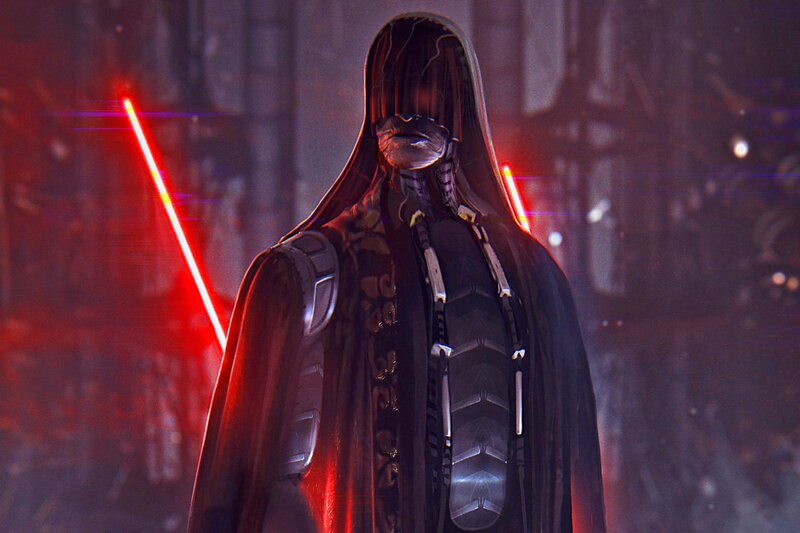 Hooded Figure with Lightsabers — Red