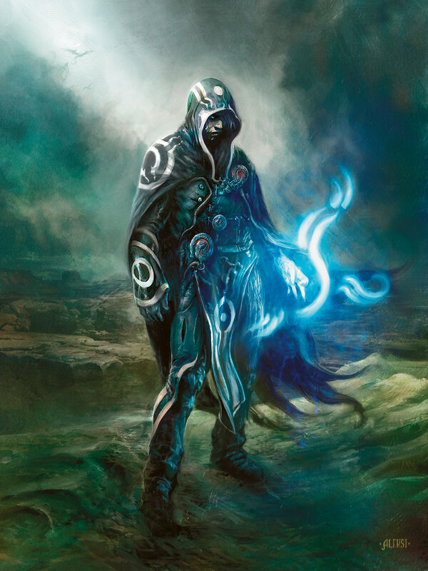 Hooded Figure with Magic — Blue, Dramatic, Digital Art, Cape
