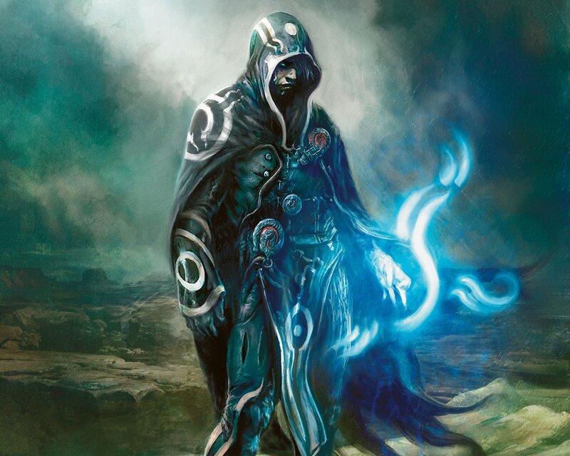 Hooded Figure with Magic — Blue, Dramatic