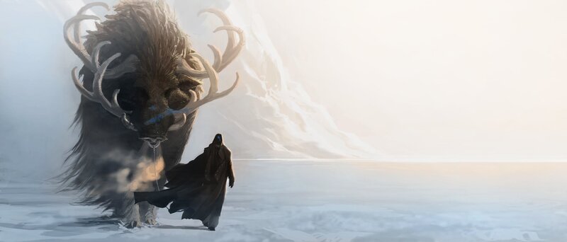 Hooded Figure with Mammoth