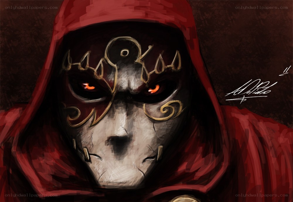 hooded figure with mask