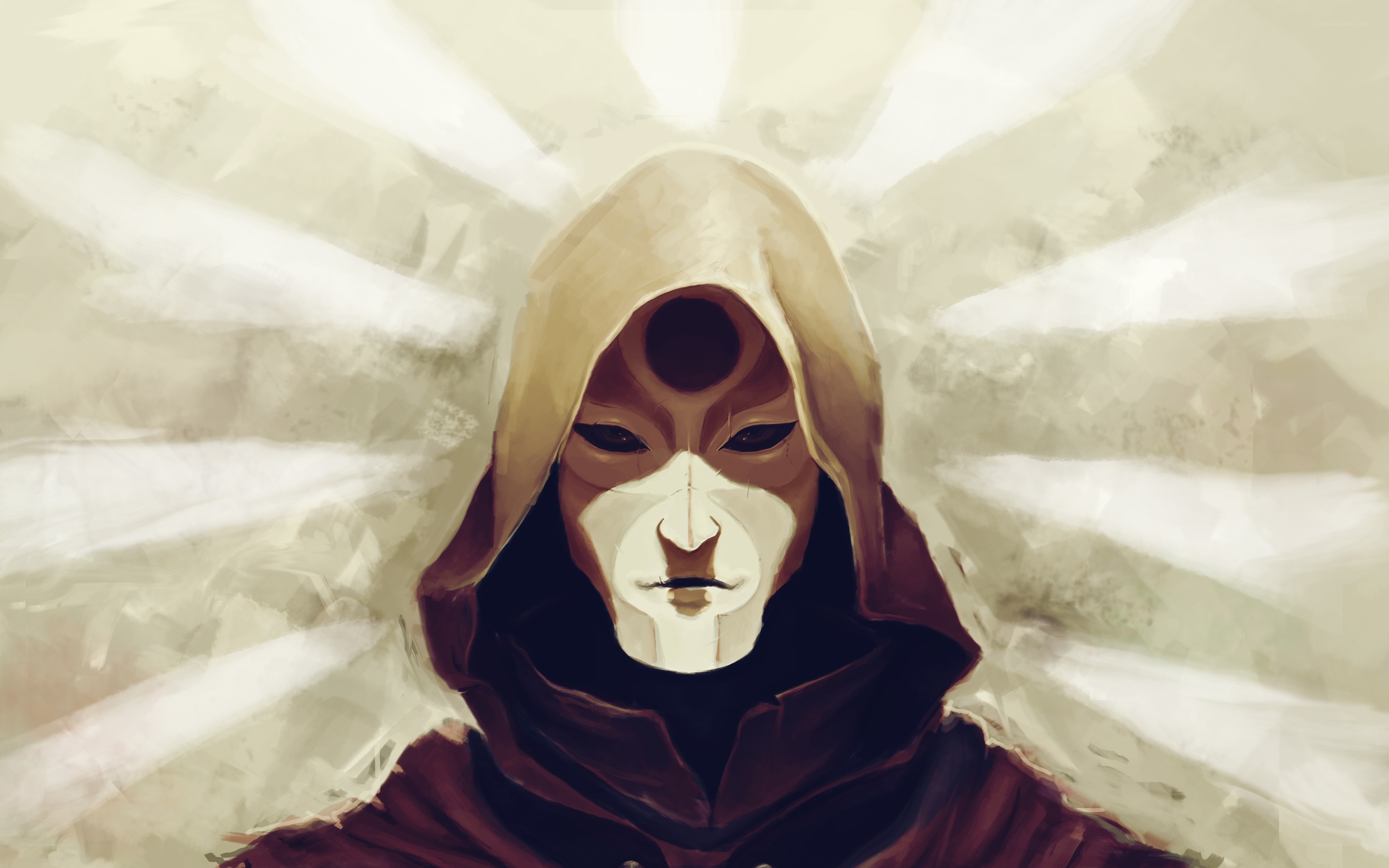 hooded figure with mask