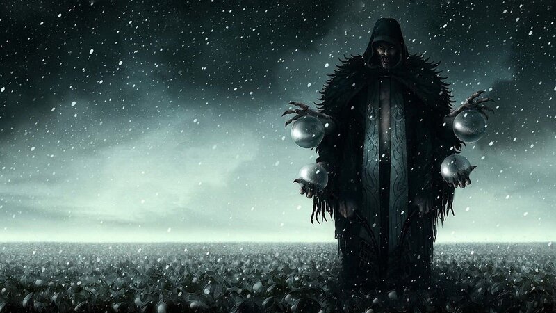 Hooded Figure with Orbs — Black