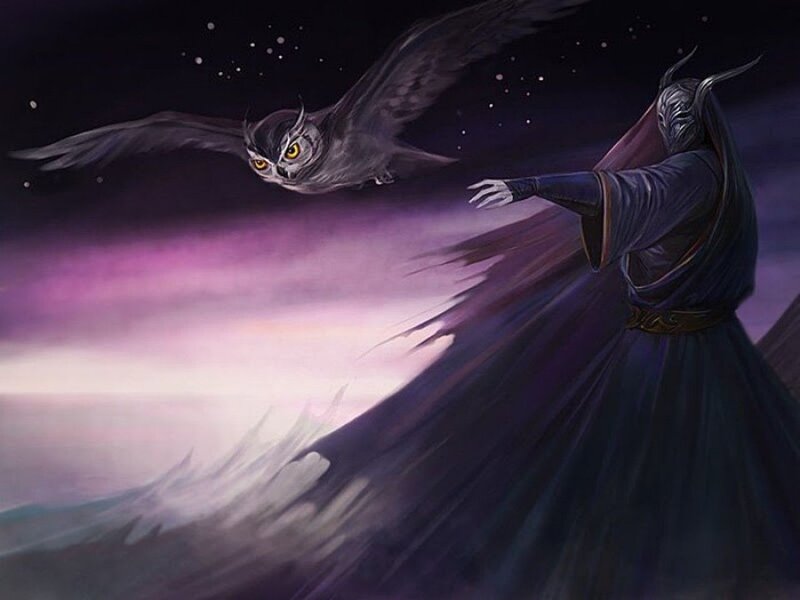 Hooded Figure with Owl