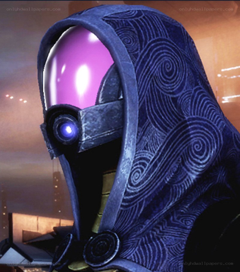 hooded figure with purple visor