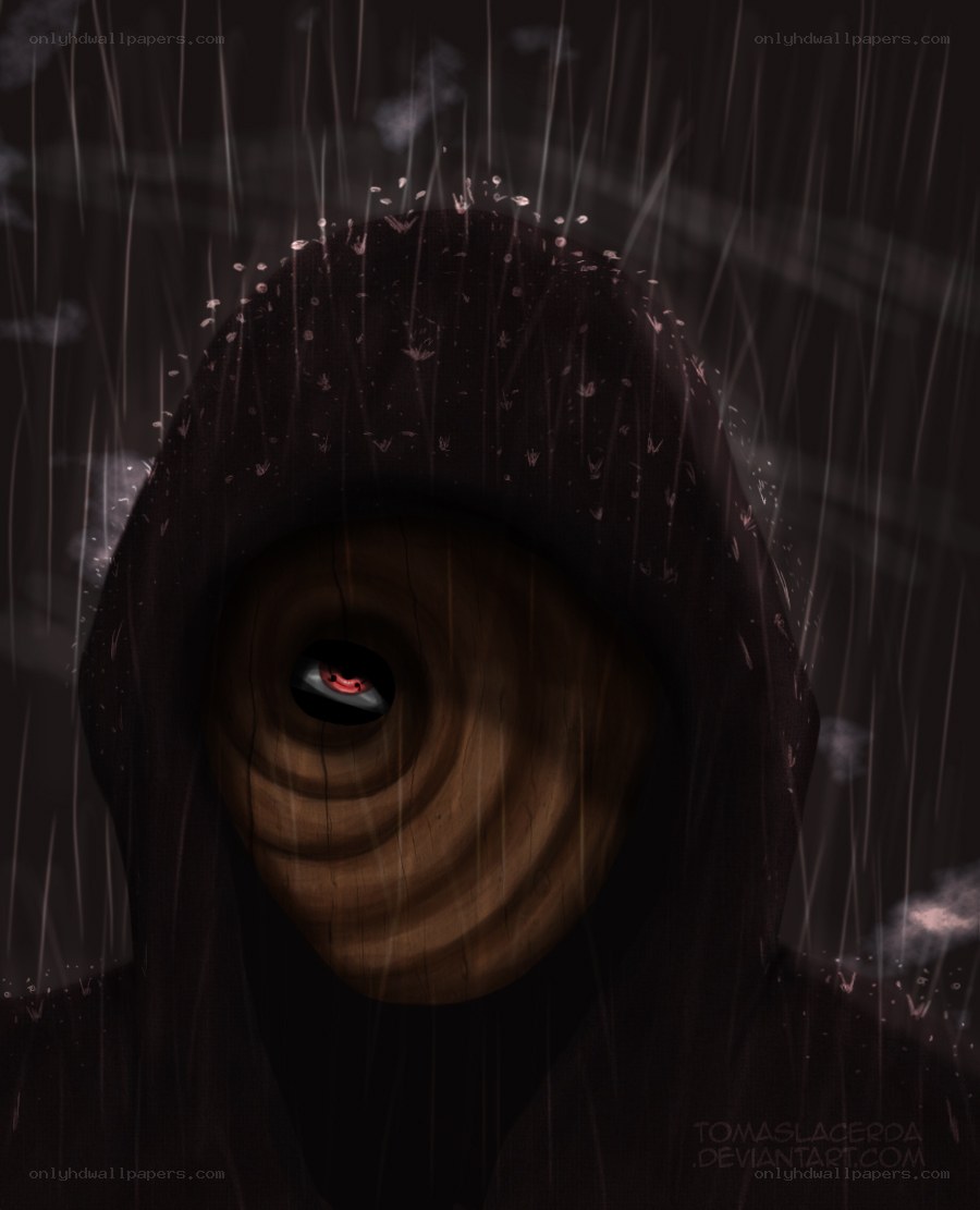 hooded figure with red eye