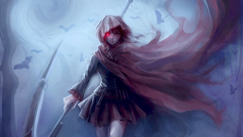 Hooded Figure with Red Eyes — Dramatic