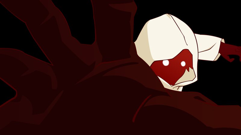 Hooded Figure with Red Mask — Black