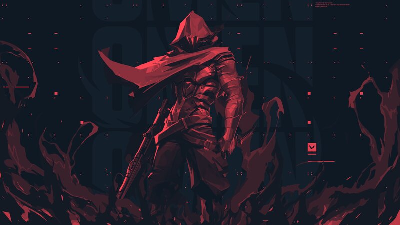 Hooded Figure with Rifle — Red