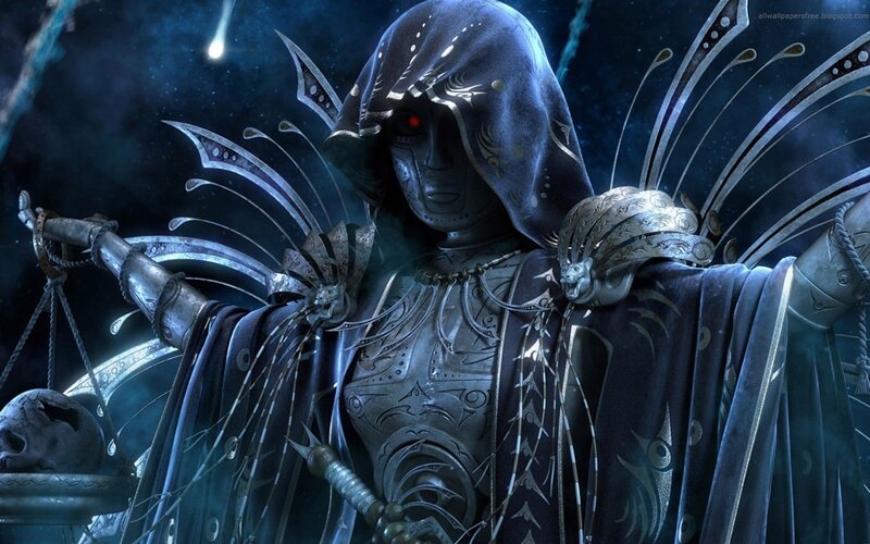 hooded figure with scales