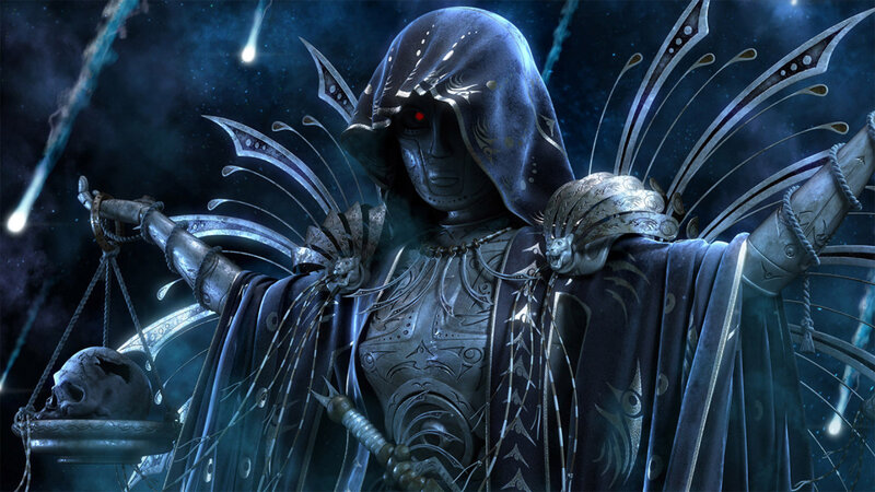 Hooded Figure with Scales — Blue, Dramatic, Night, Digital Art