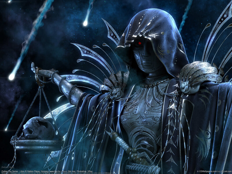 Hooded Figure with Scales — Blue