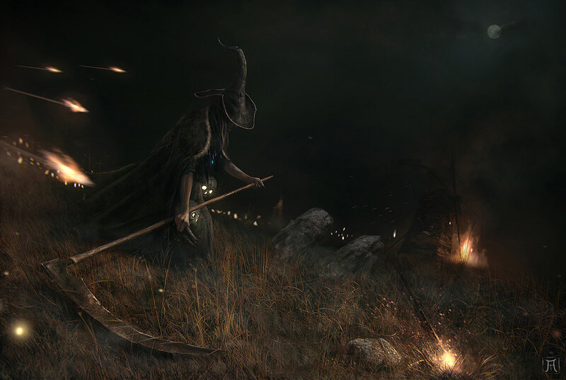Hooded Figure with Scythe — Black, Dark, Dramatic