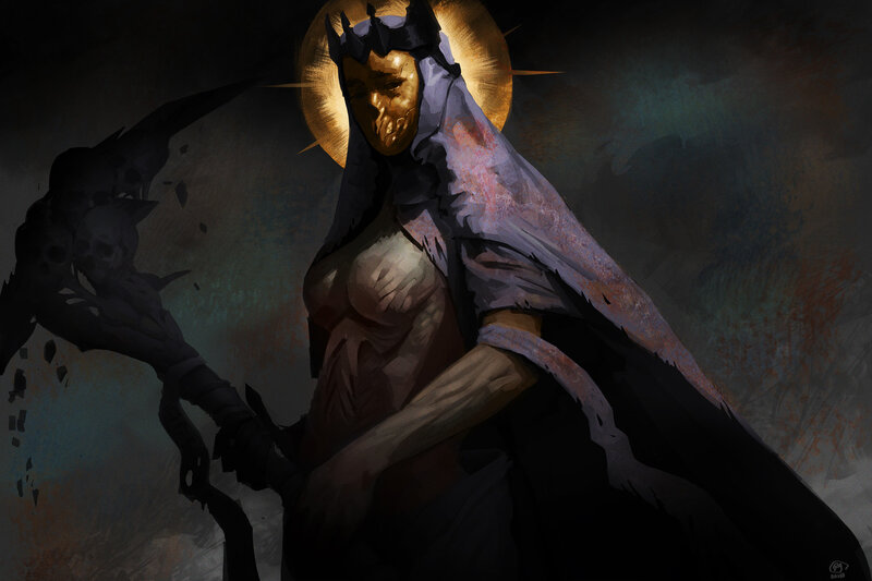 Hooded Figure with Scythe — Black, Dramatic, Night