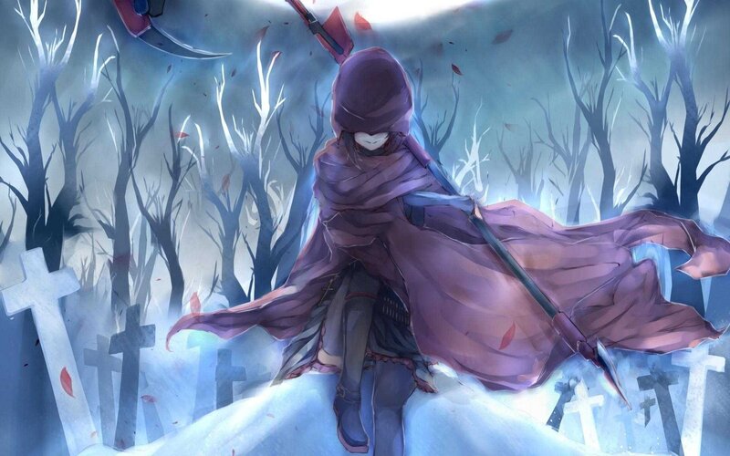 Hooded Figure with Scythe — Purple, Dramatic, Night, Anime