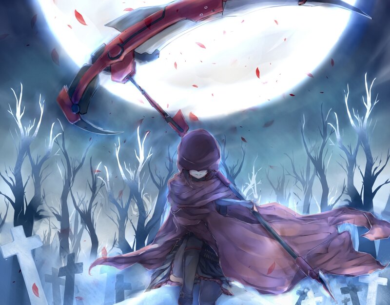 Hooded Figure with Scythe — Purple, Dramatic, Night