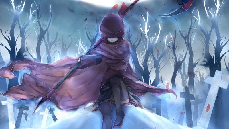 Hooded Figure with Scythe — Purple, Dramatic, Somber