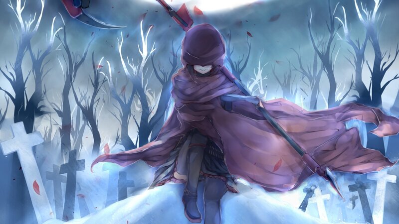Hooded Figure with Scythe — Purple, Dramatic