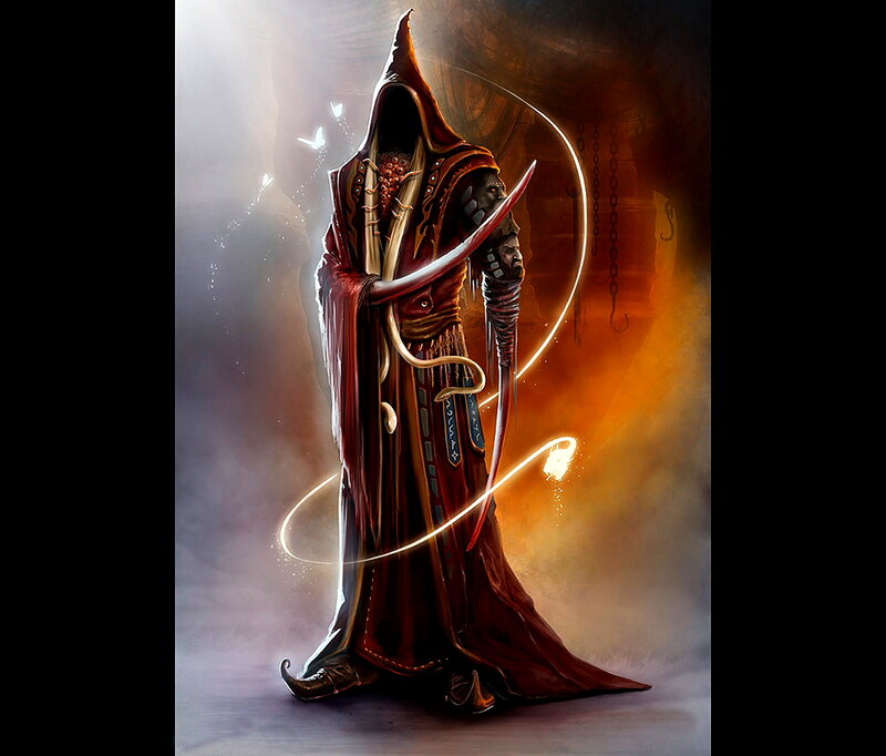 Hooded Figure with Scythe — Red