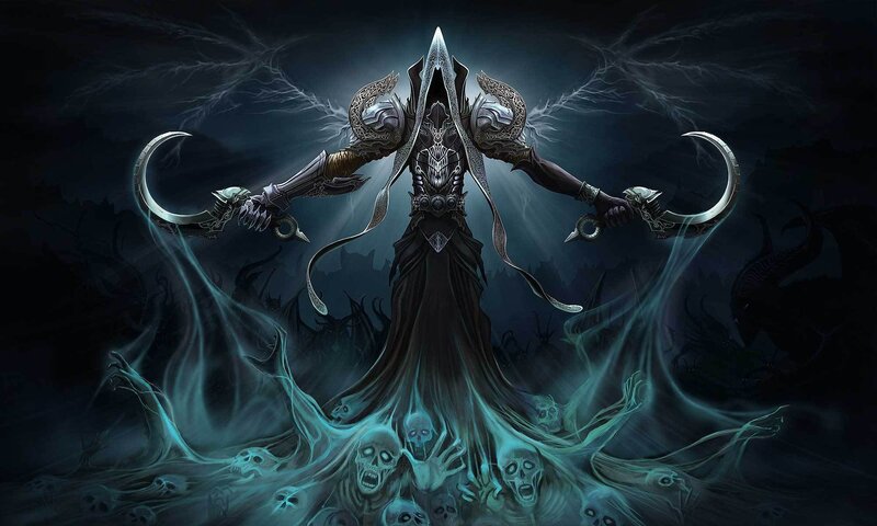 Hooded Figure with Scythes — Black, Dark