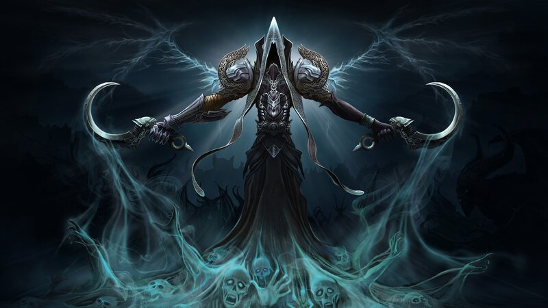 Hooded Figure with Scythes — Black, Dramatic