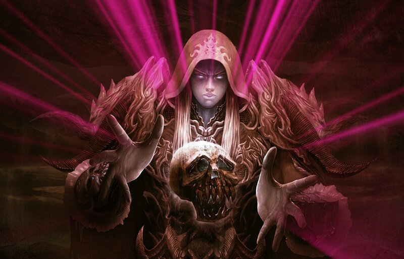 Hooded Figure with Skull — Purple
