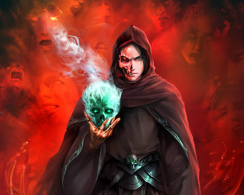 Hooded Figure with Skull — Red