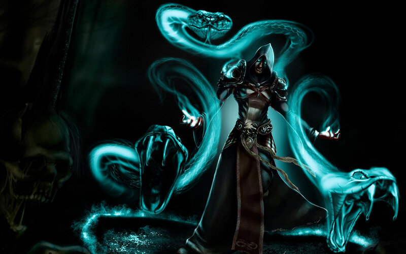 Hooded Figure with Snakes — Black