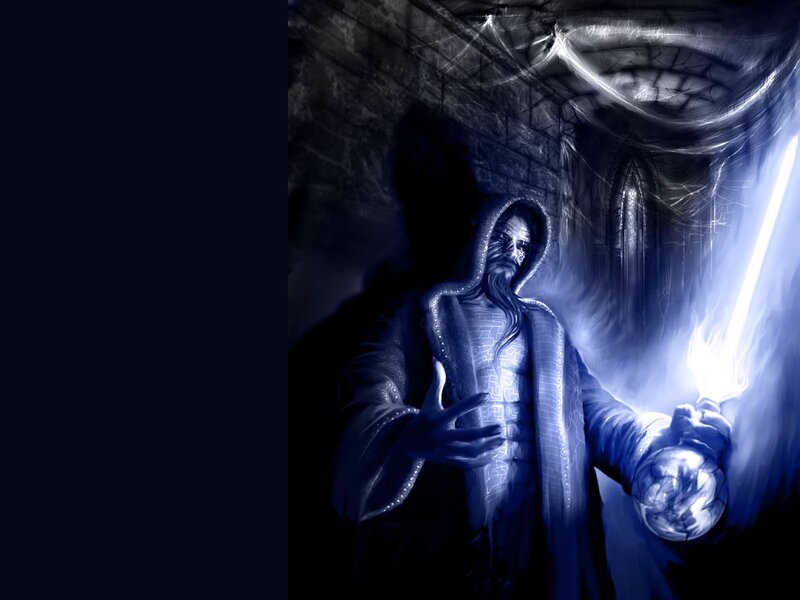 Hooded Figure with Staff — Blue, Dramatic, Night, Digital Art