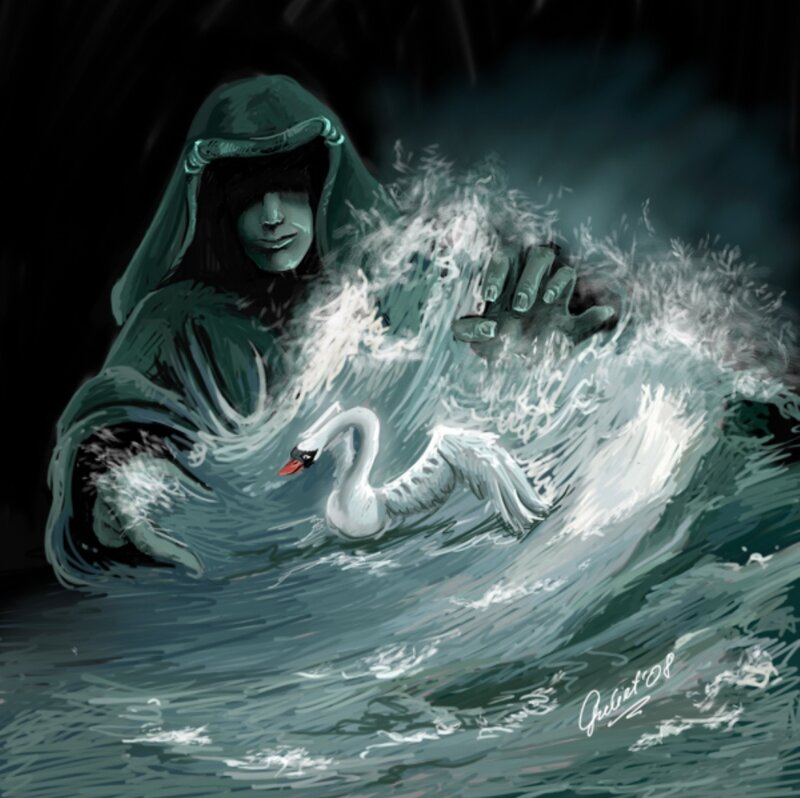 Hooded Figure with Swan