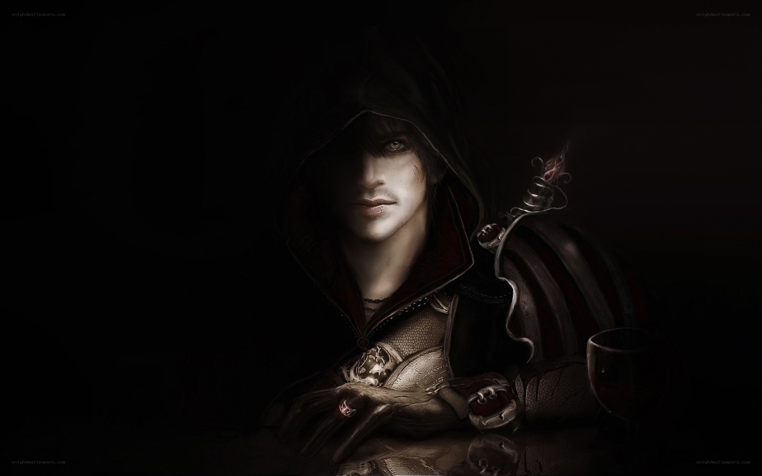 hooded figure with sword