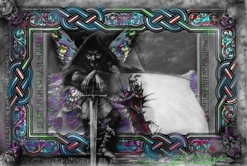 Hooded Figure with Sword — Black, Dramatic