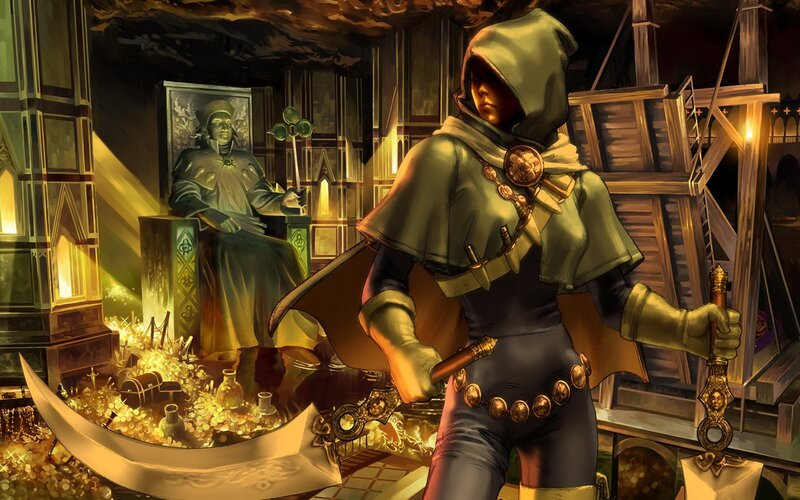 Hooded Figure with Sword — Green