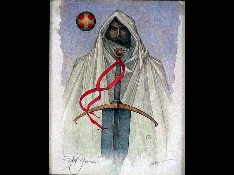 Hooded Figure with Sword — White