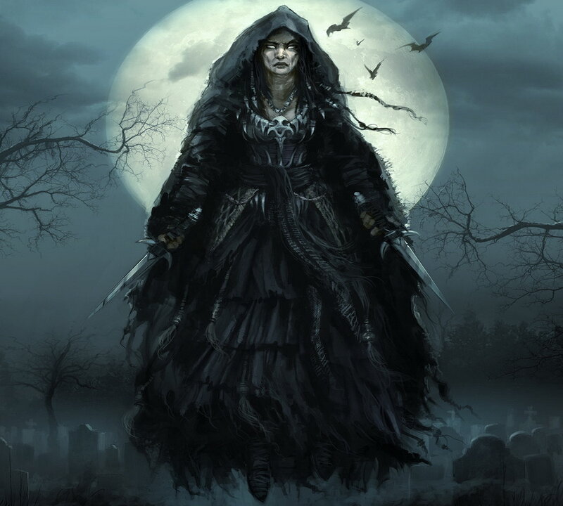 Hooded Figure with Swords