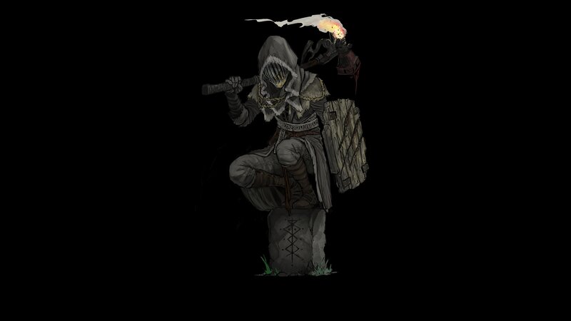 Hooded Figure with Torch — Black