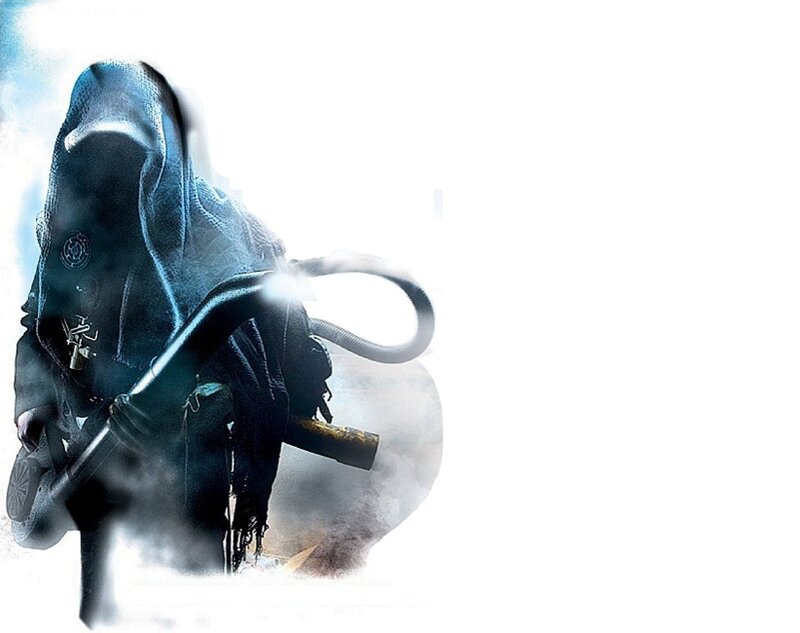Hooded Figure with Weapon — Black