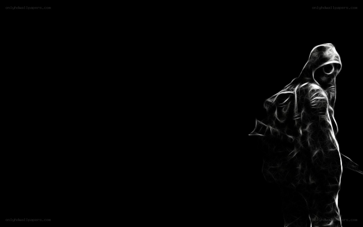 hooded figure with weapon