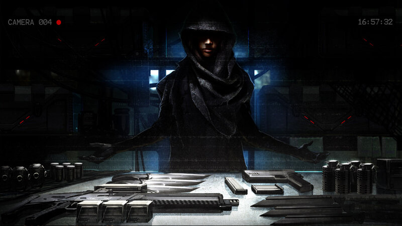 Hooded Figure with Weapons — Black, Dark