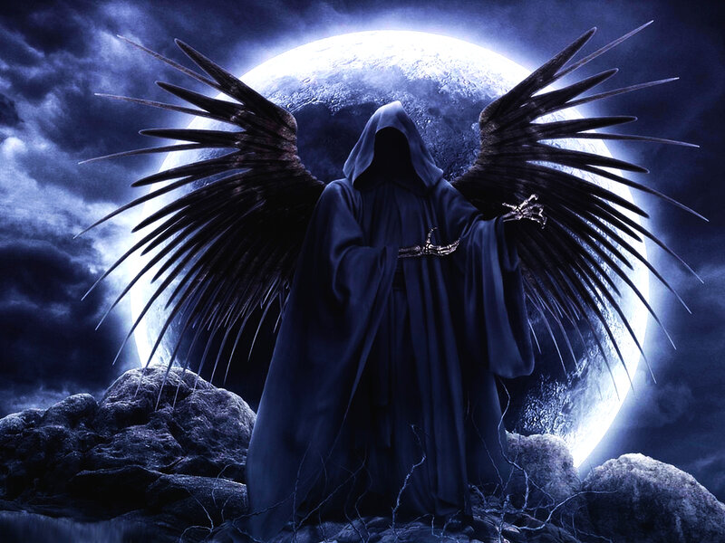 Hooded Figure with Wings — Blue