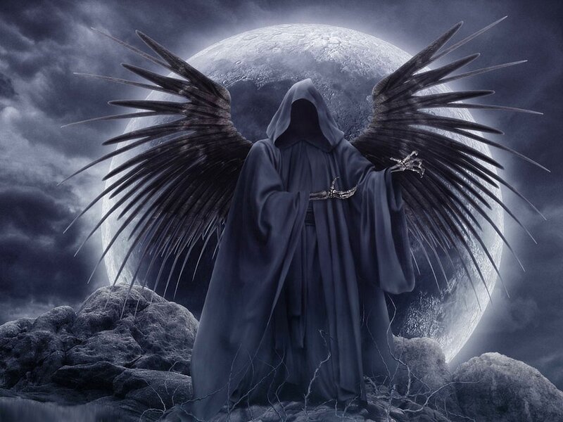 Hooded Figure with Wings — Gray, Dramatic, Night, Digital Art