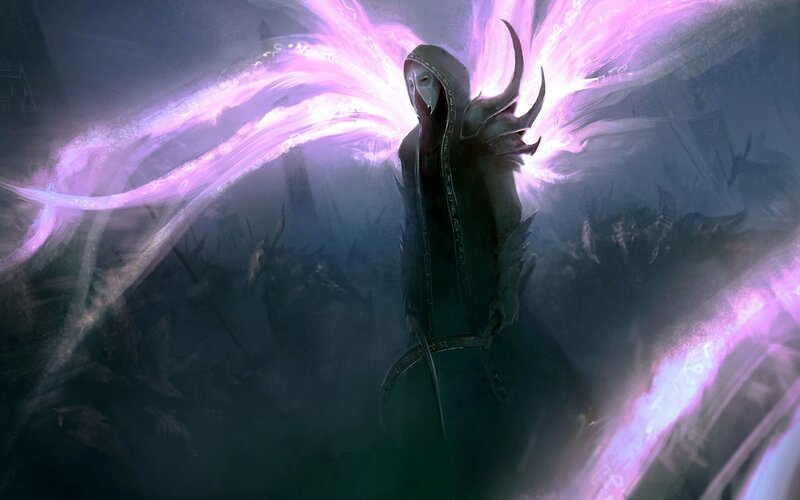 Hooded Figure with Wings — Purple