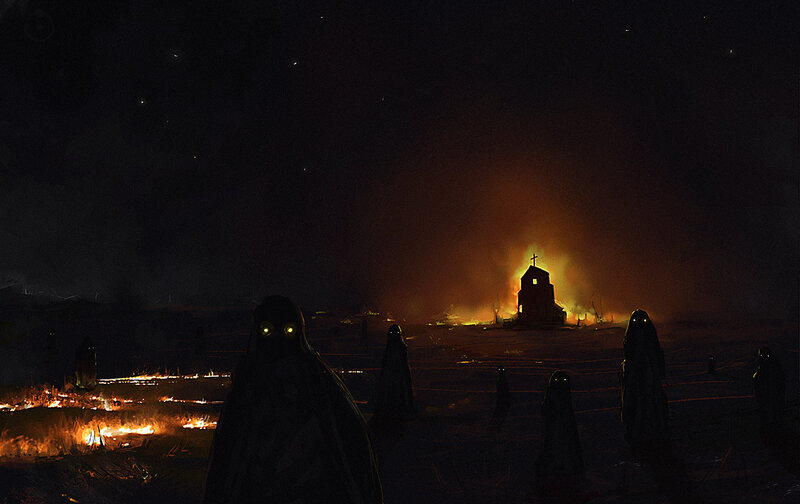 Hooded Figures at Night