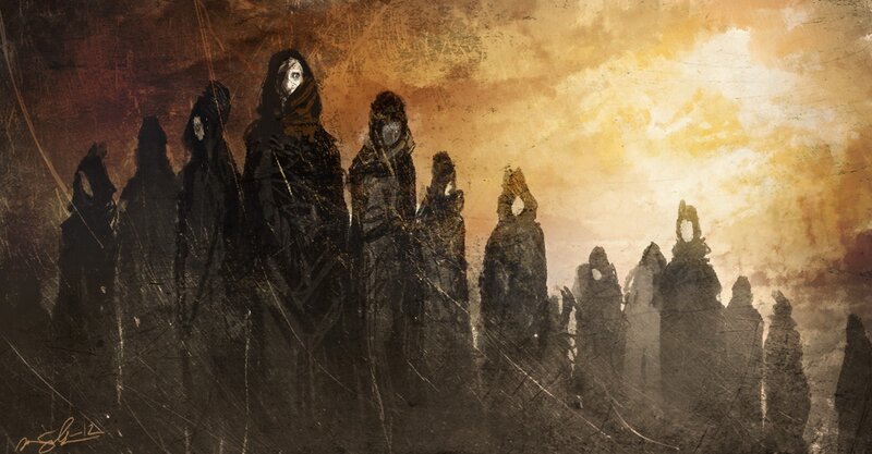 Hooded Figures in Desert