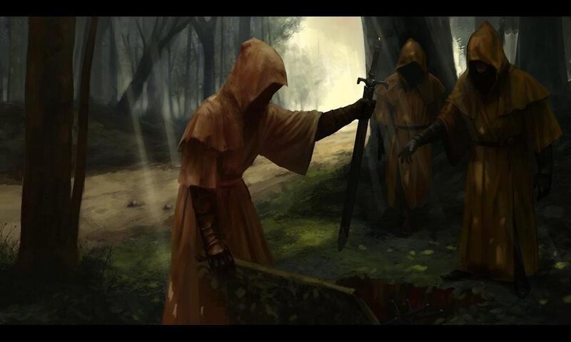 Hooded Figures in Forest