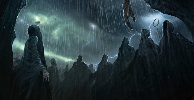 Hooded Figures in Storm