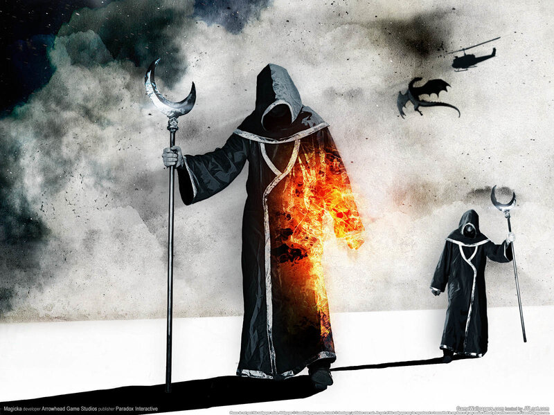 Hooded Figures with Staffs — Black