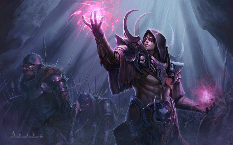 Hooded Mage Casting Spell — Purple